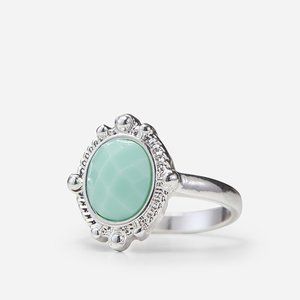 Silver & Turquoise Stone Ring Size M